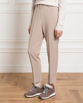 Peserico Beige pants with monil chain P04071D01974