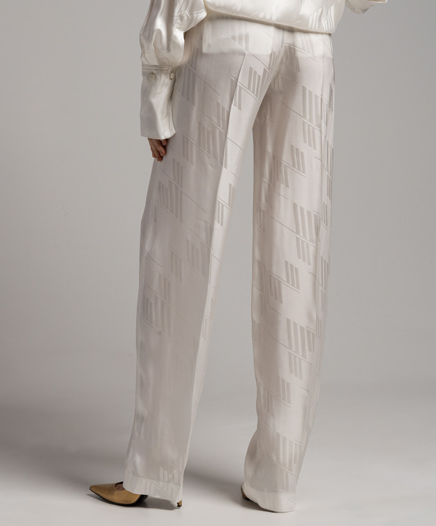 パンツ THE ATTICO SS24 White satin Jagger pant (242WCP43V053 043) The Attico - Jagger white logo print pants 242WCP43V053