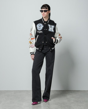 Off-White Logic bomber jacket in black with patches OMJA059G23LEA001