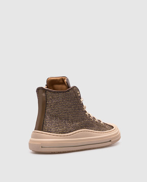 Zecchino D'oro Children's brown leather sneakers with lurex F1343053639