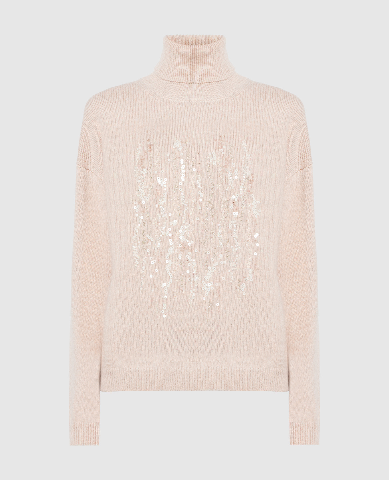 Beige wool, cashmere and silk sweater with embroidery peserico