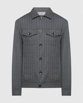 Brunello Cucinelli Gray striped wool jacket MB4096907