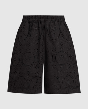 Charo Ruiz Black Lyo shorts with broderie embroidery 233502