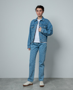 Bally Blue denim jacket with a logo print L3BA375FCO264