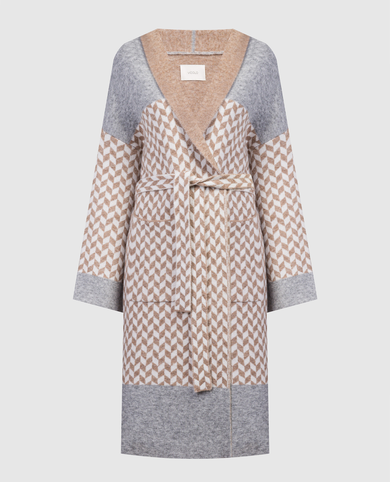 

Beige coat in a geometric pattern Vicolo