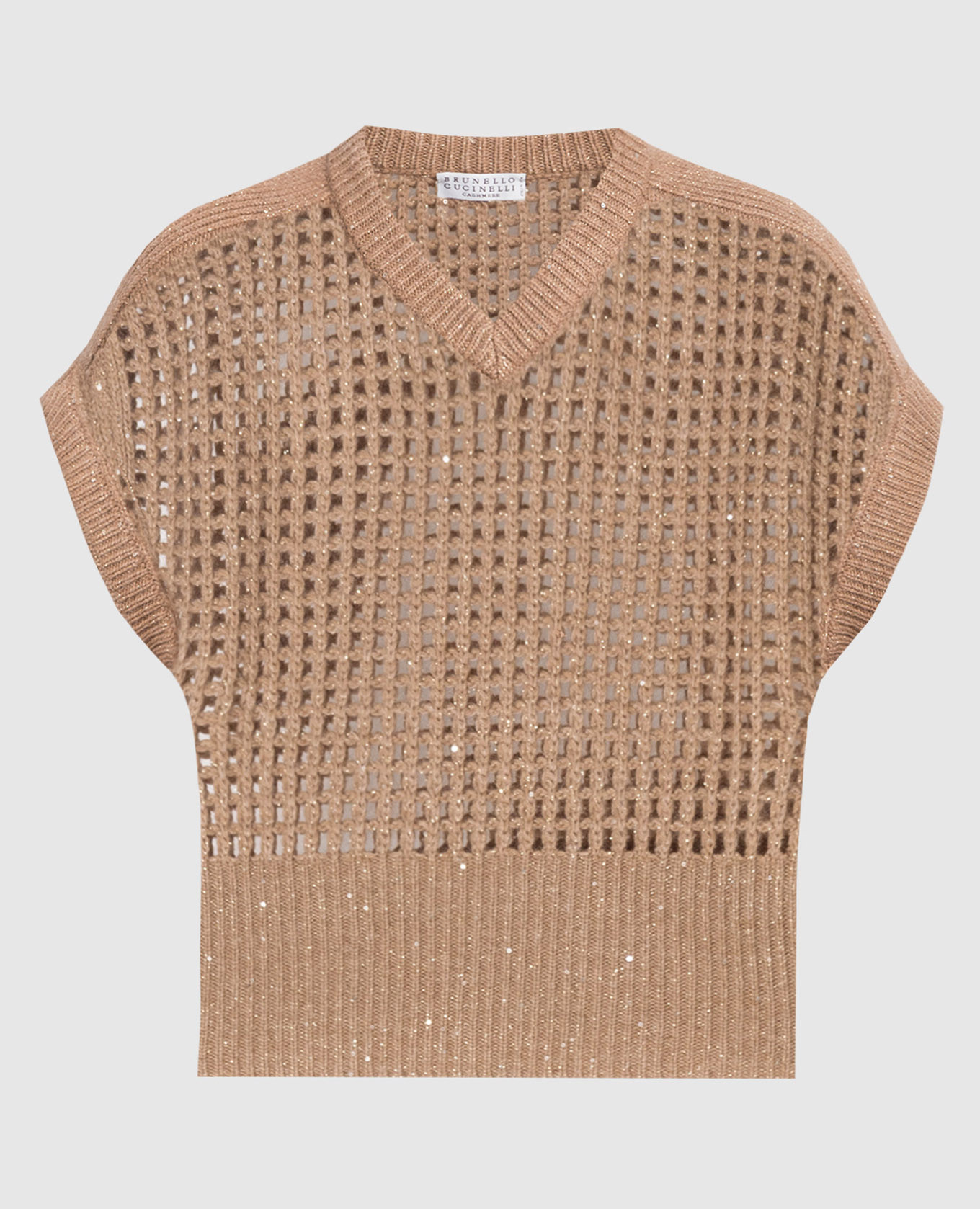 

Brown openwork cardigan with lurex Brunello Cucinelli, Beige