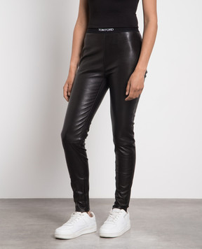 Tom Ford Black leather leggings with logo PAL718LEX224