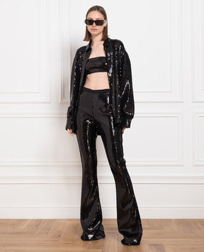 David Koma Black pants with sequins SS23DK23TR