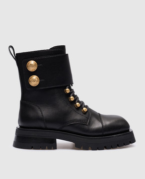 Balmain Black leather boots BN1TC785LVIT