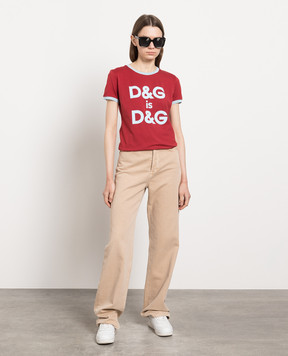Dolce&Gabbana Burgundy t-shirt with DG logo print F8H32ZG7RDG