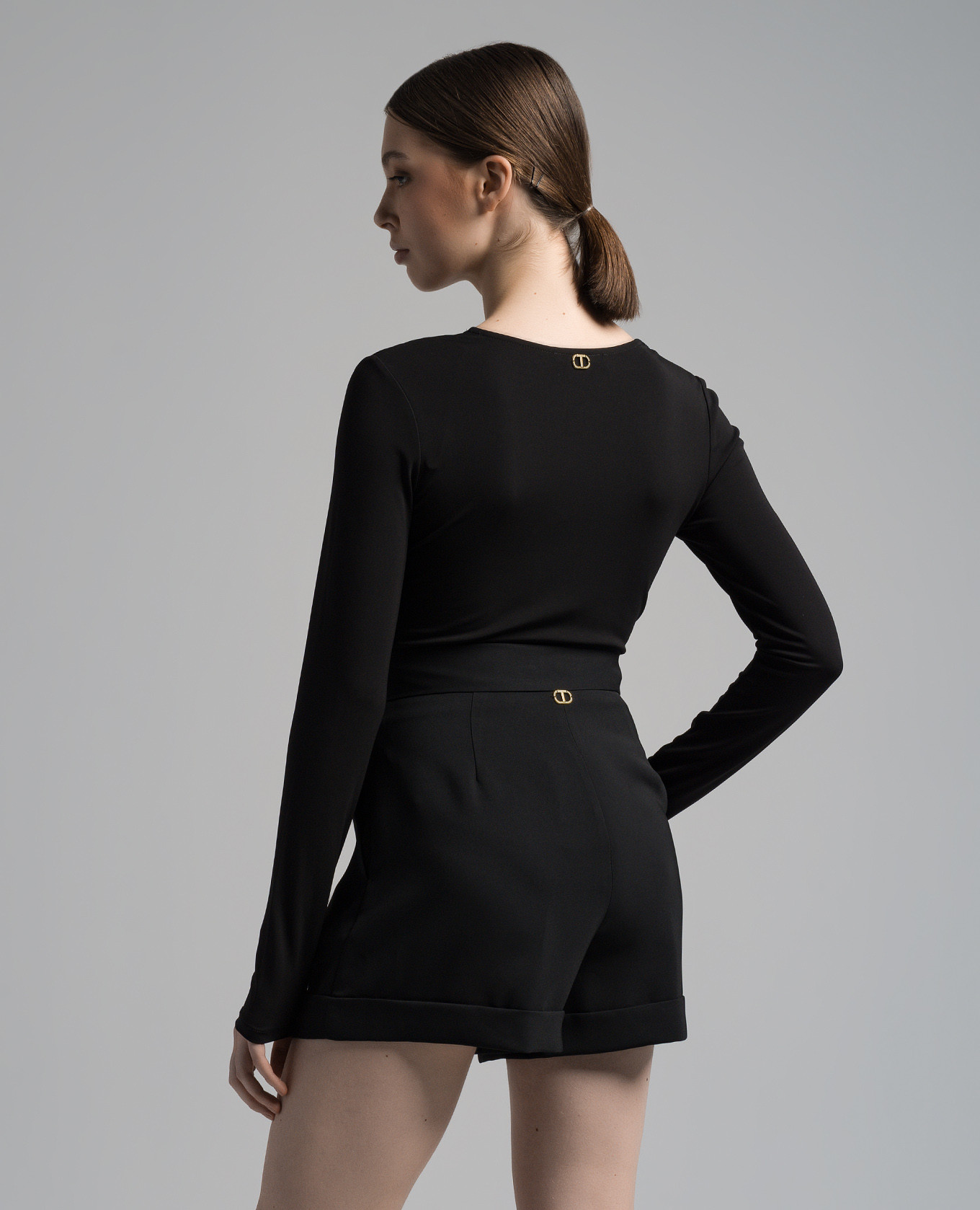 Black bodysuit with drape Twinset 4