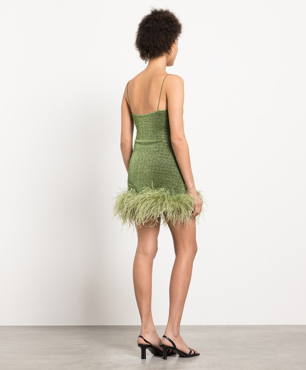 Oseree - Lumiere Plumage green dress with lurex and ostrich feathers  LDS238LUREXPLUMAGE - shop with European delivery at Symbol