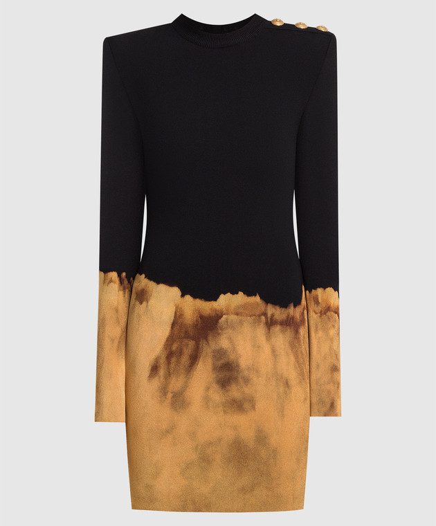 Balmain - Black dress with Fire print AF0R8012KE19 - shop with European delivery at Symbol Balmain - Black dress with Fire print AF0R8012KE19 - shop with European delivery at Symbol