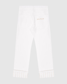 Balmain Children's white jeans with logo BU6Q90D0039410