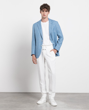 Enrico Mandelli Blue wool, silk and linen blazer NAPOLI5117