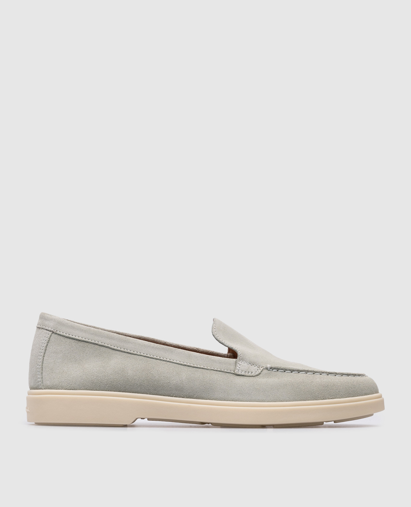 

Green suede loafers with textured logo Santoni, Зеленый