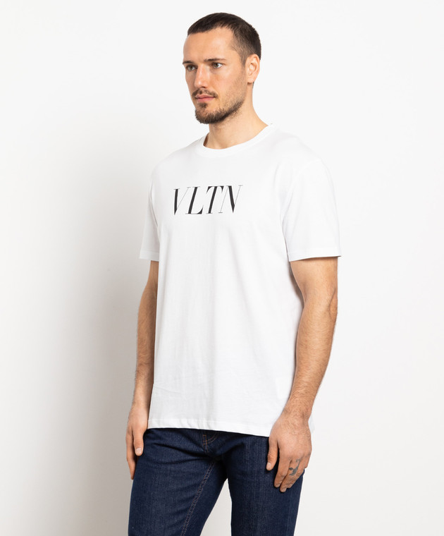 VALENTINO VLTN フリント Tシャツ UV3MG10V3LE A01 Valentino - White t-shirt with contrast VLTN logo print
