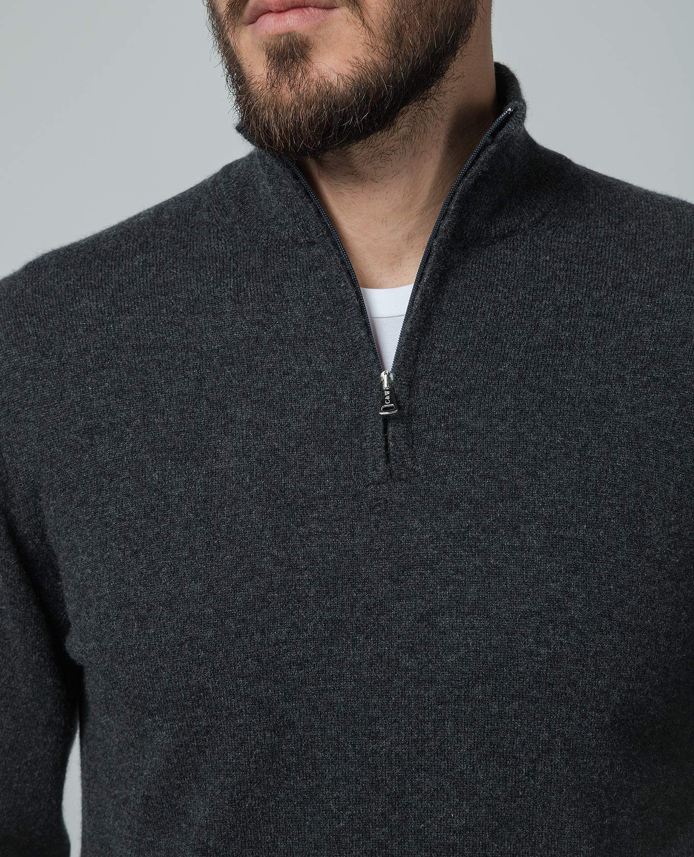 Gray cashmere jumper with zipper Cashmere&Whiskey 5