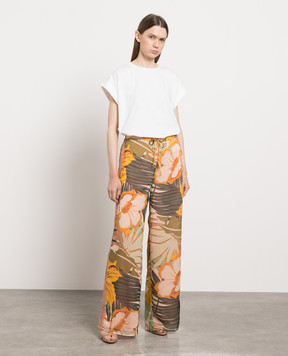 Twinset Pants in a floral print with lace 231AT2224