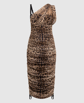 Dolce&Gabbana Brown leopard print midi dress F6D9YTFSEGZ