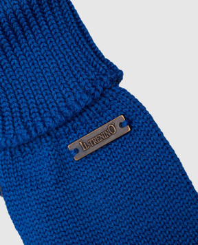 Il Trenino Children's blue gloves made of wool with a logo CL4056