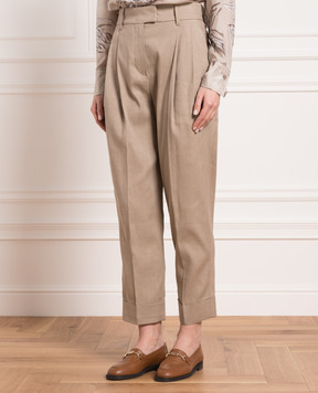 Brunello Cucinelli Brown pants with monil chain MF591P8254