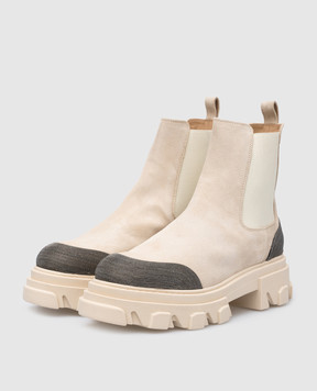 Babe Pay Pls Beige suede chelsea boots with monil chain 762