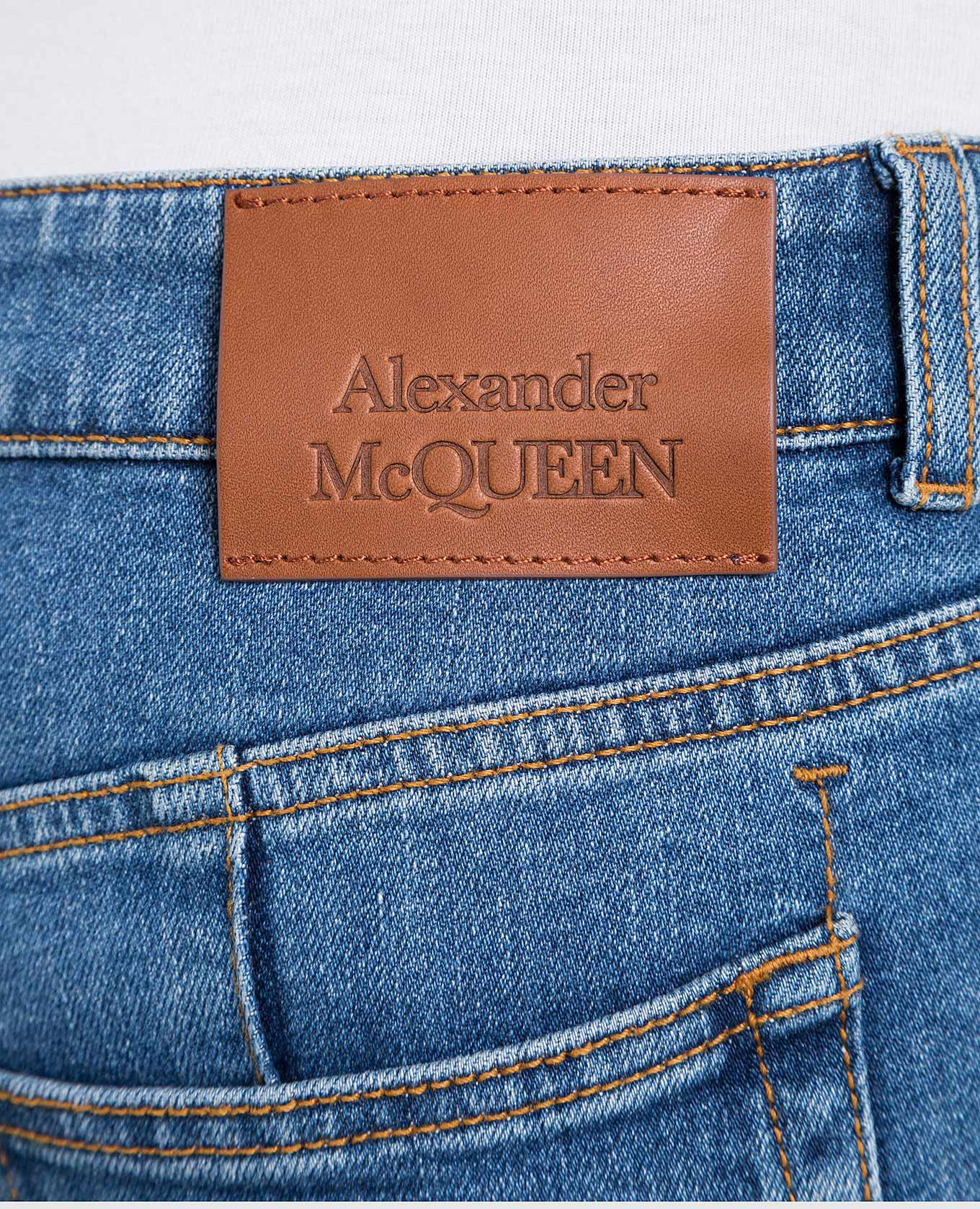 Blue jeans with logo patch Alexander McQueen 5