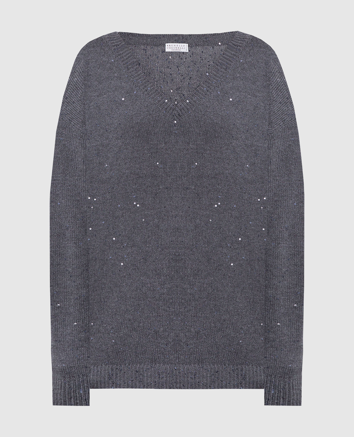 

Gray cashmere and silk pullover with sequins Brunello Cucinelli, Серый
