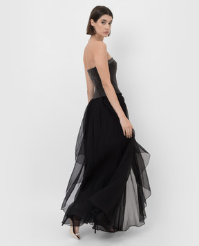 Brunello Cucinelli Silk and leather dress with chains MF940A4483