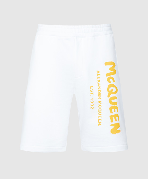 ショートパンツ ALEXANDER MCQUEEN Women Shorts Burmudas 757137 QMACH 4164 Alexander McQueen - White shorts with a Graffiti logo print