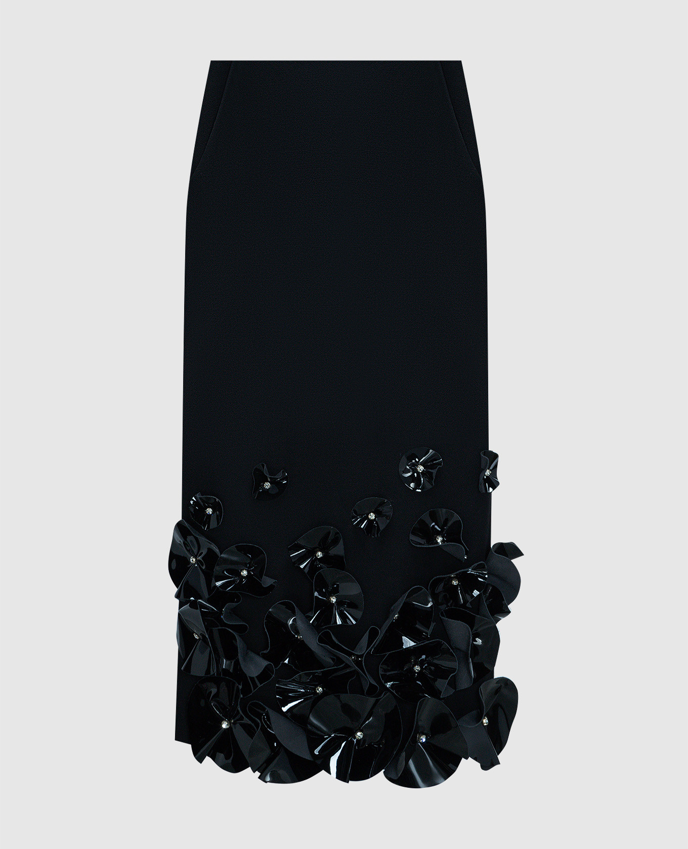 

Black wool skirt with floral appliqué David Koma