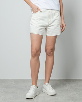 Off-White White denim shorts with logo patch OWYC015S24DEN002