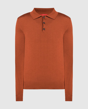 ISAIA Brown wool, silk and cashmere polo shirt MG8087Y0374