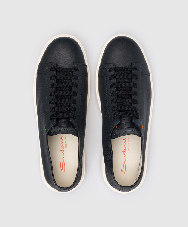 スニーカー SANTONI Men Sneakers Blue MBCD21430BARCMMD U55 Santoni Blue Leather Sneakers | IsuiT