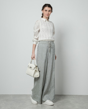 Peserico Green wide linen pants P0421302600