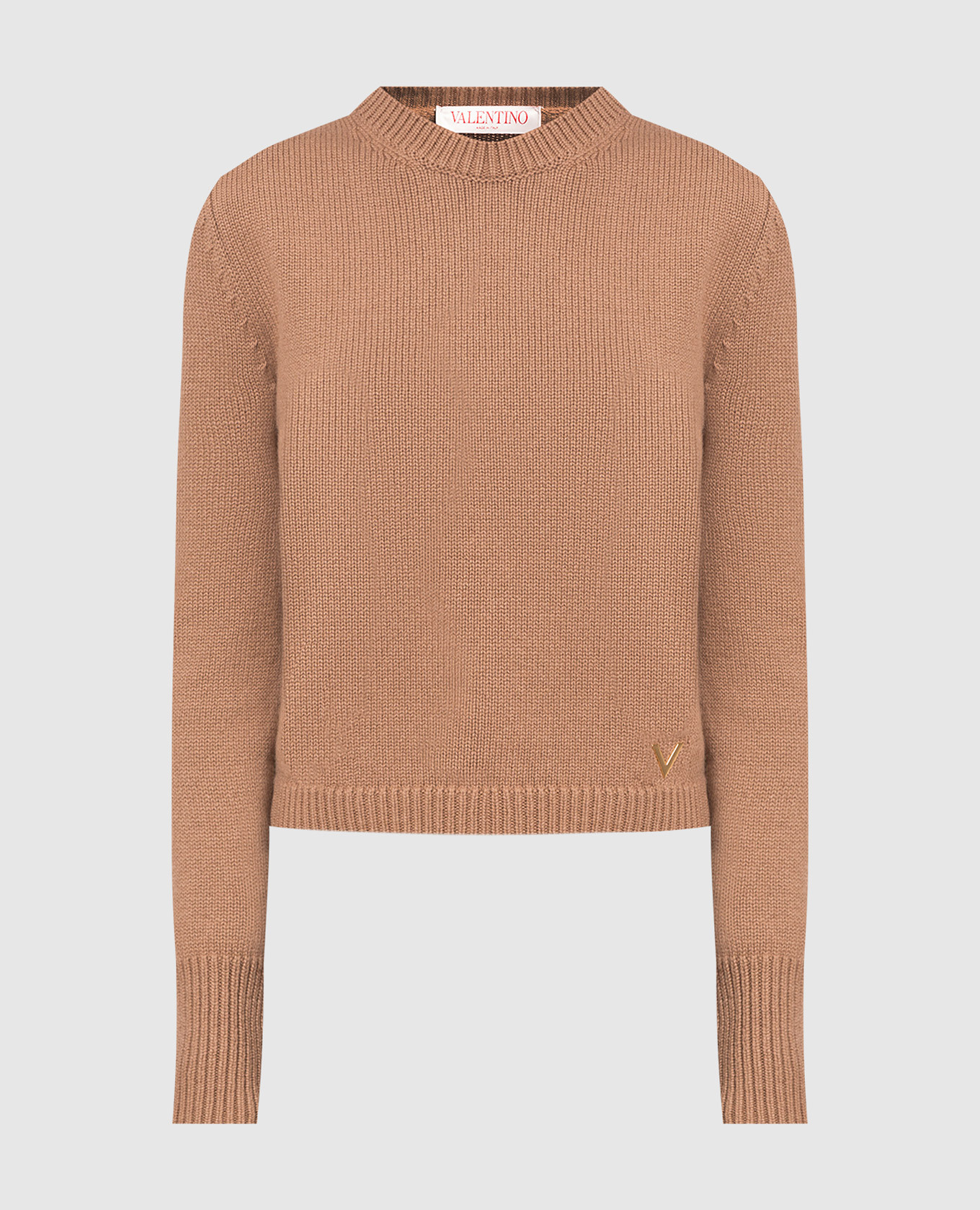 

Dark beige cashmere jumper with logo Valentino