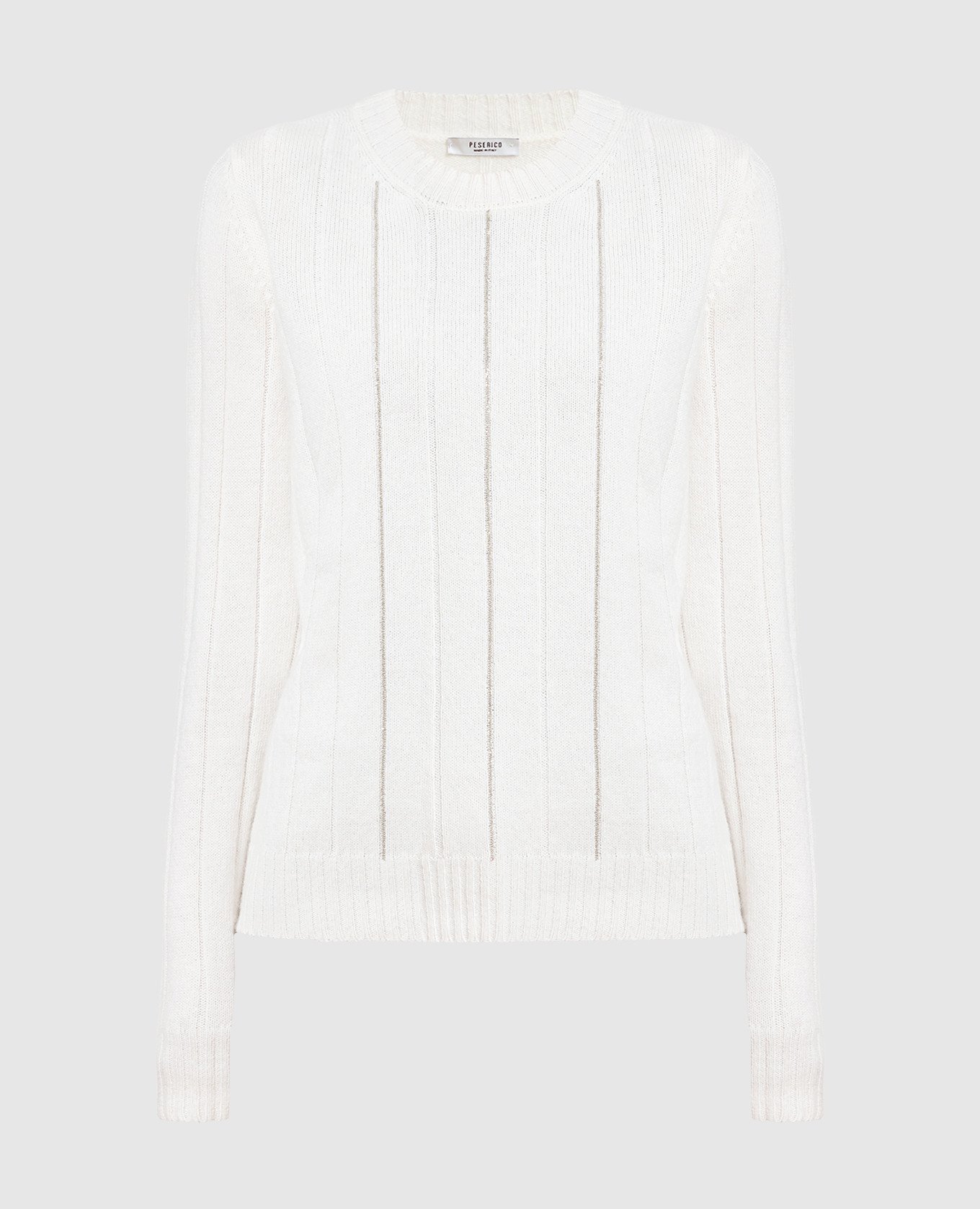 

White wool, silk and cashmere sweater with monil chain Peserico