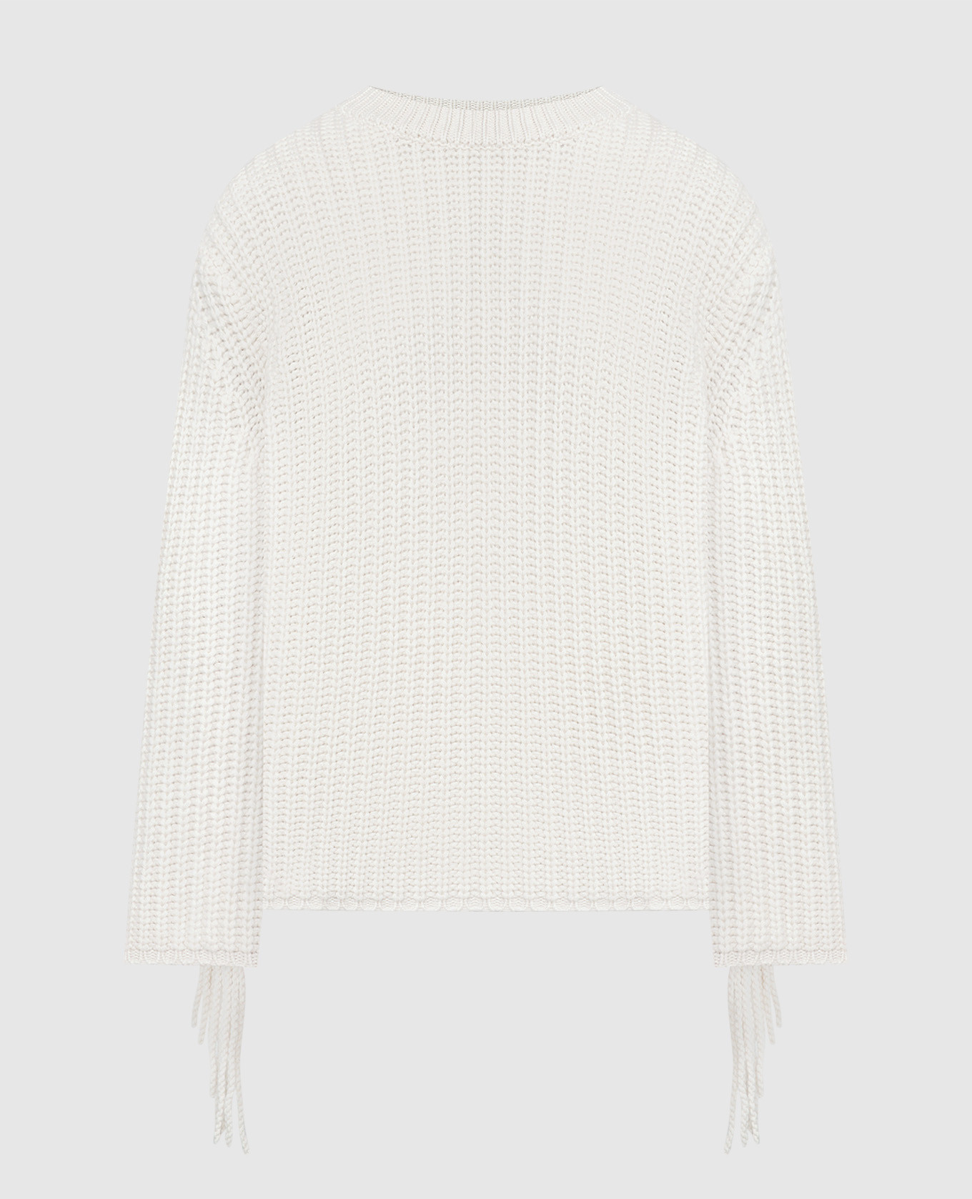 

Beige Hilma cashmere sweater with fringe LISA YANG
