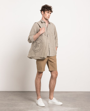 Vilebrequin Caroubis khaki linen shirt CRSH3U11