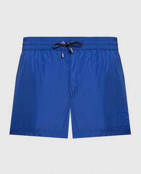Dolce&Gabbana Blue swim shorts with textured DG logo M4E35TFUSFW