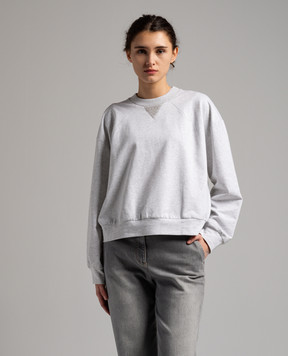 Peserico Gray sweatshirt with monil chain S12512J02379A