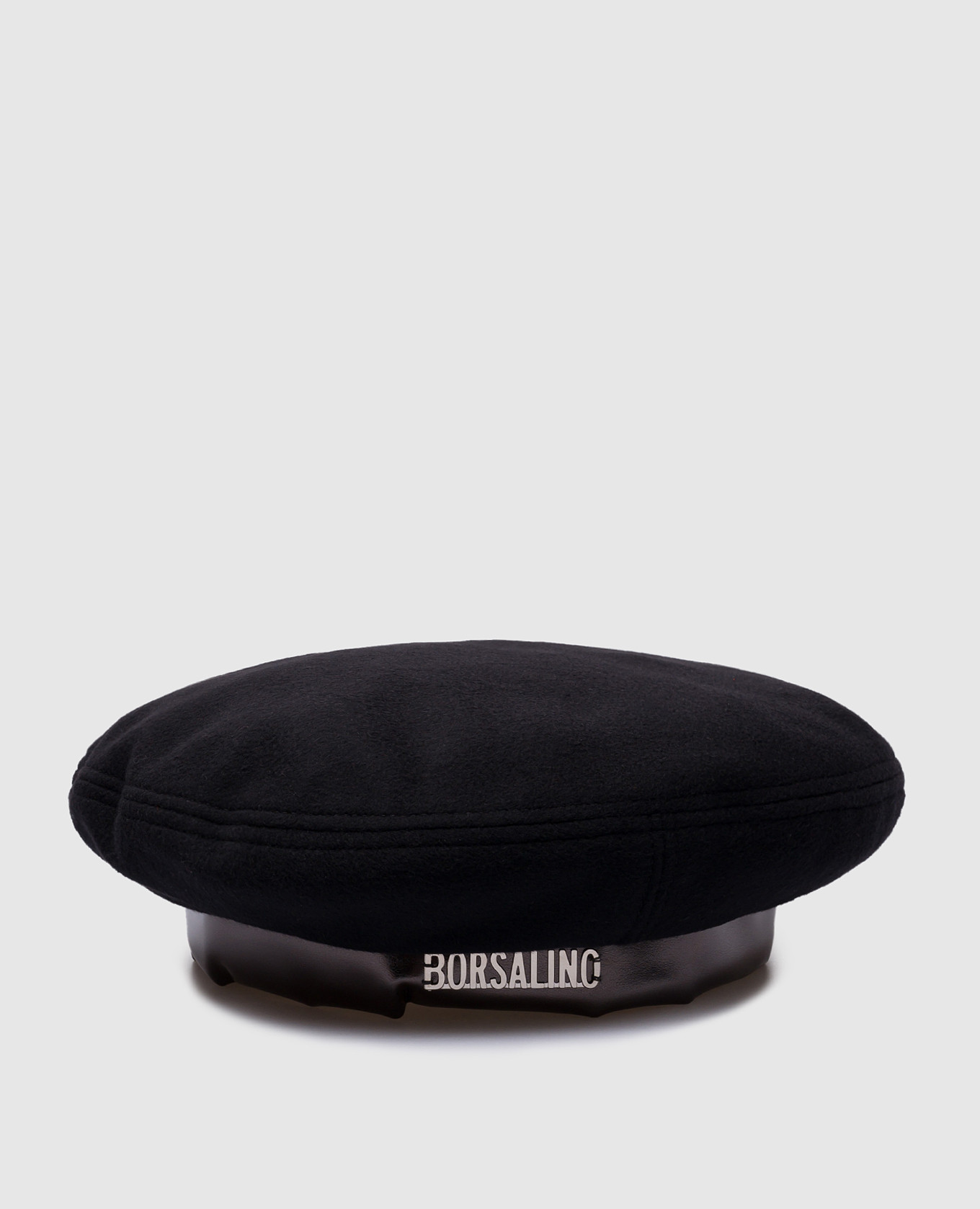 Black wool beret with logo borsalino