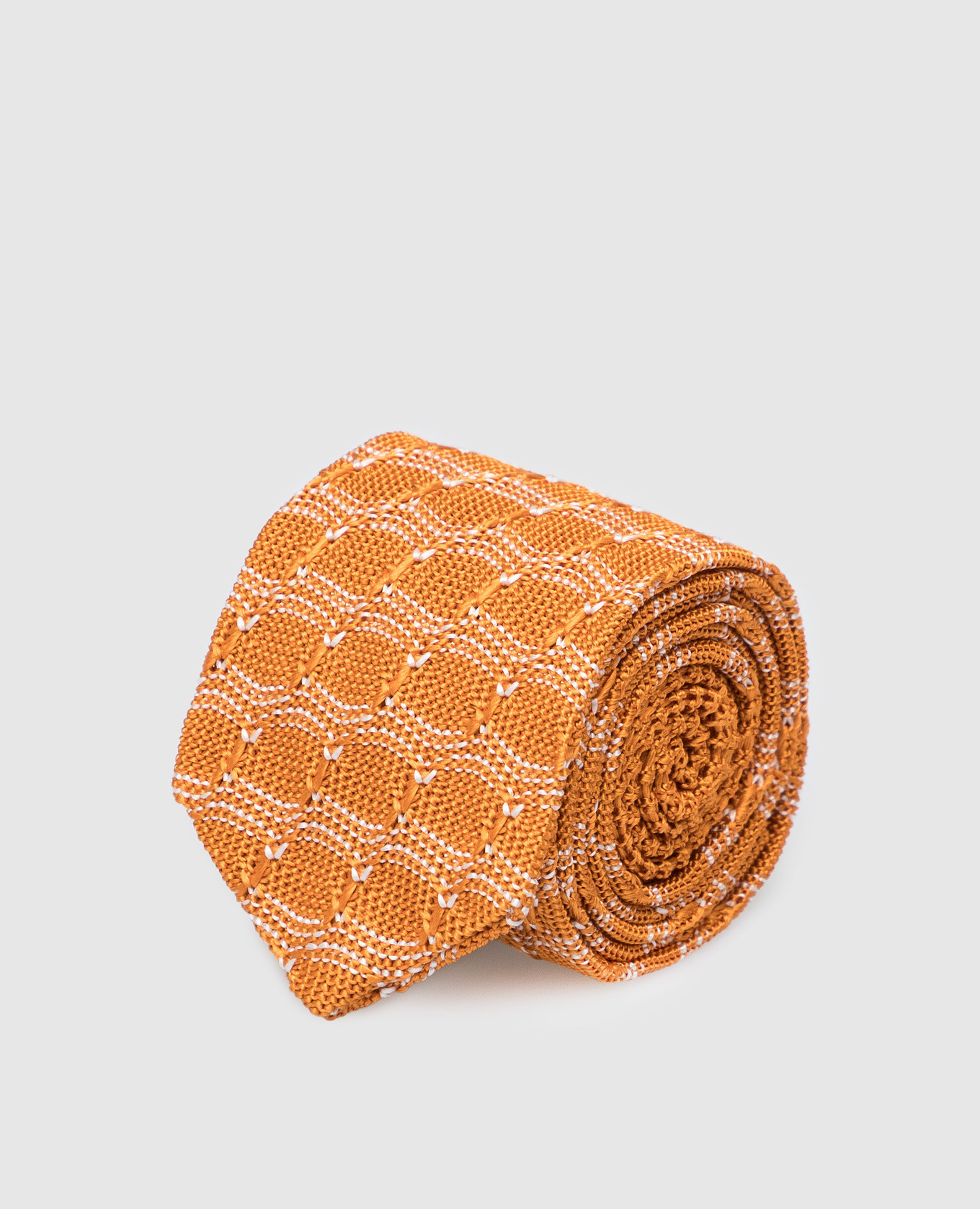 Children's orange silk tie in a geometric pattern stefano ricci