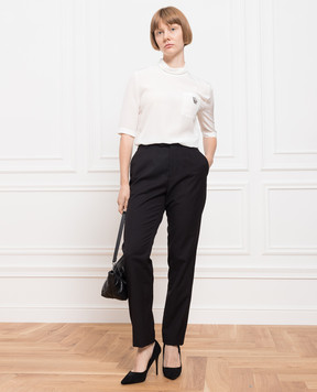 Brunello Cucinelli White silk blouse with eco-brass MP993BK430