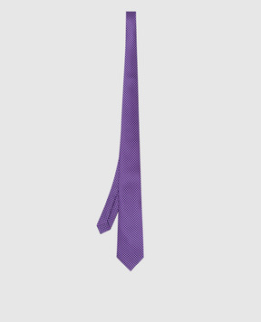 Stefano Ricci Children's purple silk tie and pache scarf set in geometric pattern YDH27026