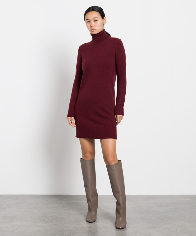 burgundy cashmere dress CAPELET burgundy v-neck dress 100% cashmere