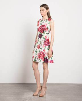 Dolce&Gabbana White silk dress with Peony print F6D4NTHS1VT