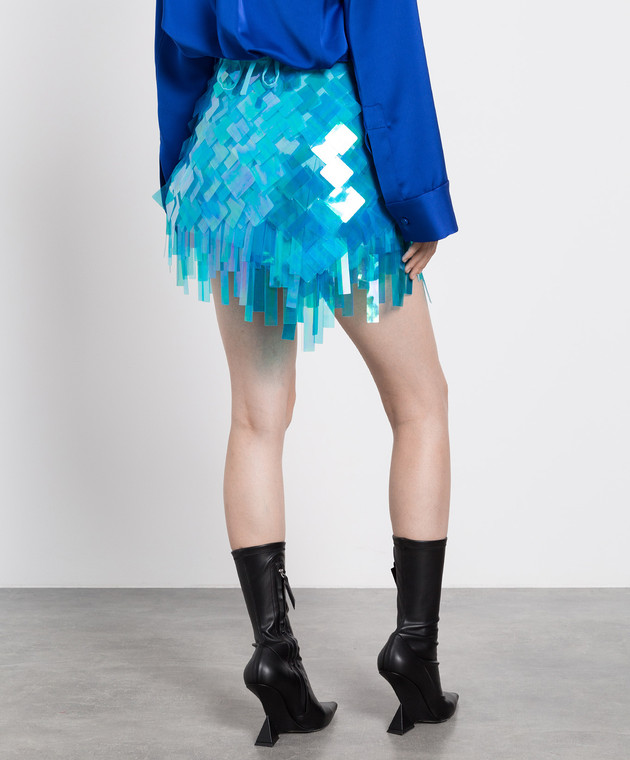 The Attico - Aurelie Blue Sequin Wrap Mini Skirt