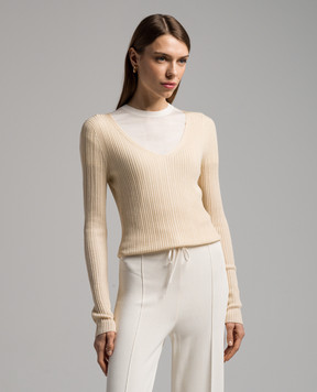 Theory Beige ribbed pullover N1216712